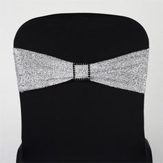 5 Pack | Silver Metallic Shimmer Tinsel Spandex Chair Sashes Banquet Decor, Silver Wedding Decorations, Charity Ball, Chair Bows, Chair Bands, Chair Sash, 55th Birthday, Bow Sash, Spandex Chair Covers