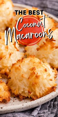 coconut macaroons on a plate with the title overlay