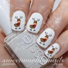 Christmas Nails Cute Reindeer Nail Water Decals Nail Art Cute, Christmas Nail Polish, Easter Nail Art Designs, Unghie Nail Art, Easter Nail Art, Best Nail Art Designs, Easter Nails, Toe Nail Designs