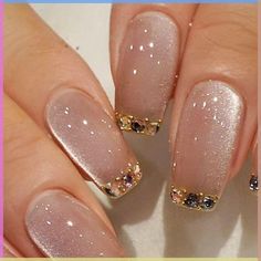 French Tip Nails Ideas, Jeweled Nails, Decorative Nails, Elegant Nail Art, Nagel Tips, Best Nail Art Designs, Nail Art Wedding, Glam Nails, March 7