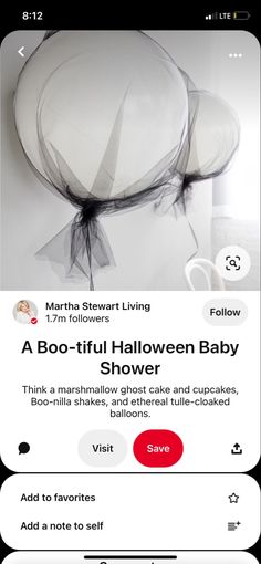 an iphone screen with the text boo - tiful halloween baby shower on it's side