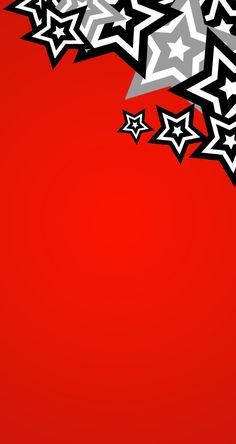 a red background with black and white stars on the bottom right corner is an abstract design