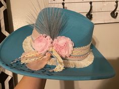 Brand New Hot off the press Each hat is uniquely designed!  Great for your next rodeo, fair, concert or trip!!   Message me for custom requests! Embellished Cowboy Hat, Pink Animal Print, Turquoise Rose, Chapeau Cowboy, Pink Animals, Hat Ideas, Cowboy Western, Pink Turquoise, Cowboy Hat