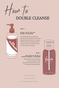 Beauty Skin Quotes, Haut Routine, Double Cleanse, Skin Facts, Skin Advice, Skin Aesthetics, Oil Based Cleanser, Heavy Makeup, Double Cleansing