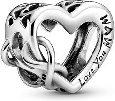 Infinity Heart Charm: Celebrating the bond between parent and child, this sterling silver bracelet charm features a heart shape with infinity wrapping and cut-out heart details. This womens charm includes a small engraving spelling out "Love You Mum" Meaningful Charms: For unlimited self-expression and personalisation, add these beautiful charms to your look. Tell your story and hold your memories and passions close Exquisite Craftsmanship. Love You Mum, Charms Pandora, Bracelet Pandora, Infinity Heart, Pandora Silver, Pandora Charm, I Love Mom, Love You Mom, Love Charms