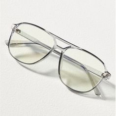 Anthropologie Clear Blue Light Aviator Glasses Clear Aviator Sunglasses With Mirrored Lenses, Clear Glass Aviator Sunglasses With Mirrored Lenses, Classic Clear Glass Aviator Sunglasses, Aviator Glasses For Women, Anthropologie Glasses, Aviator Glasses Men, Clear Aviator Glasses, Aviator Glasses Frames, Glasses Aviator