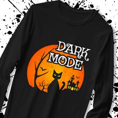 a black long - sleeved shirt with the words dark mode on it