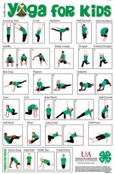 a poster showing yoga poses for kids