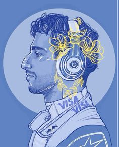 a drawing of a man with headphones on his ears and the words vision above him