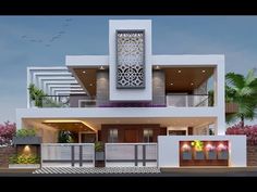 a modern house with balcony and balconies on the second floor is seen in this artist's rendering