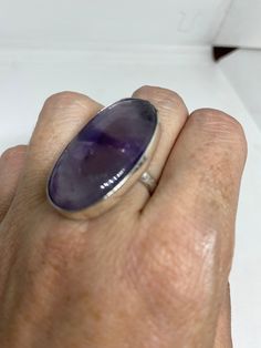 Large genuine amethyst Vintage ring Low content silver not sterling. Size 8 Can be resized by my jeweler for $15-$20 All rings are shipped free in the US in a nice gift box. Check out our over a THOUSAND great reviews Engraving is $4 per letter and is not always perfect depending on the piece. It can take a few days if the jeweler is busy. This is payable to Paypal Judithsltd@gmail.com Oval Purple Amethyst Ring For Gift, Purple Oval Amethyst Ring Gift, Purple Amethyst Oval Ring For Gift, Purple Oval Amethyst Gift Ring, Classic Amethyst Ring With Polished Finish As Gift, Classic Polished Amethyst Ring For Gift, Classic Gift Amethyst Ring With Polished Finish, Amethyst Rings With Polished Finish For Gift, Spiritual Hallmarked Amethyst Ring