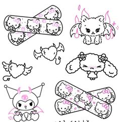 hello kitty stickers with different designs on them