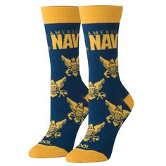 PRICES MAY VARY. 45% Cotton, 52% Polyester, 3% Spandex Imported Pull On closure Machine Wash A must have for any America's Navy fan; Officially Licensed authentic novelty socks; Be you, be Odd Standard crew height; Fits Men's shoe size 8-12 and women's shoe size 9-13; One size fits most; 360 degree artwork stretches and flexes with you to maintain design detail Premium features Y-Gore heel and elongated stay in place stretch cuff; Medium thick soft comfortable feel; High quality knitted combed c Food Character, Great Gifts For Dad, Apparel Merchandising, Women's Socks, Crazy Socks, Novelty Socks, Dress Socks, Cool Socks, Navy Women