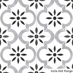 a black and white tile pattern with an abstract design in the middle, on a white background