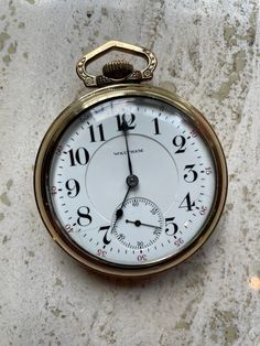 "Offering up an Excellent + \" Big Potatoe\"AM Waltham 10K YGF 18sz Pocket watch . The particulars are as follows Grade 845 , Model 1892,1904 for year of production based on serial number.21 Jewel adjusted 5 positions, Ruby and Saphire jewel material, Pallet jewel marterial Saphire, Porcelean Double sunk Dial, Black Arabic numerals and red outsides seconds numbers, and Adjusted 5 positions and temperature and isochronism. This pocket watch winds, sets, and keeps time .This pocket watch is Excell Classic Collectible Chronograph Watch, Classic Chronograph Watch As Collectible, Analog Pocket Watch With Round Dial For Formal Occasions, Classic Collectible Pocket Watch With Subdials, Antique Chronometer Watch For Anniversary, Heirloom Chronometer Watch For Wedding, Heirloom Chronometer Watches For Wedding, Antique Anniversary Watch With Chronometer, Heirloom Wedding Watches With Chronometer