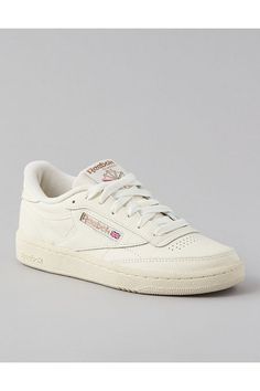 Low-cut profile/Soft leather upper/Comfortable molded sockliner/Archive logo and windowbox/Lightweight EVA midsole cushioning/Not eligible for promotions | Only ships within the USA Club C, Reebok Women, Womens Shoes Sneakers, American Eagle Outfitters, Soft Leather, American Eagle, Shoes Sneakers, Leather Upper, Women Jeans