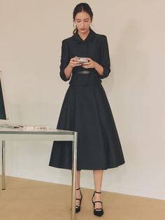 Composition : #04 Shell Polyester 93 Polyurethane 7 Lining Polyester 100#11 Shell Polyester 100 Lining Polyester 100Color : BLACK_55,BLACK_66,BEIGE_55,BEIGE_66Country of Origin : KOREA Black Long Sleeve Skirt Suit For Evening, Classic Black Skirt Suit For Work, Black Skirt Suit For Party In Fall, Black Skirt Suit For Fall Party, Black Skirt Suit For Office Wear In Fall, Black Skirt Suit For Fall Office Wear, Classic Black Skirt Suit For Semi-formal Occasions, Black Office Lady Skirt Suit, Classic Black Skirt Suit For Office