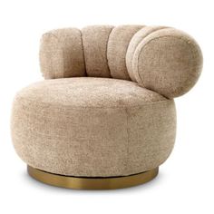 a round chair with two circular cushions on it's back and one arm in the middle