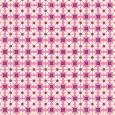 a pink and white flower pattern with squares on it's sides, as well as the