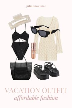 Looking for spring or summer outfits to pack for your beach vacation? This chic outfit with fashion finds from Amazon and H&M will have you feeling gorgeous and cool! Copy and click the link to shop affordable style finds for your holiday: https://www.shopltk.com/explore/julianna_claire/posts/5696ecf8-f676-11ed-9a0e-0242ac110003 Chic Beach Outfit, High Leg Swimsuit, Vacation Outfits, High Leg, Outfit Idea, Affordable Fashion, Beach Outfit, Beach Vacation