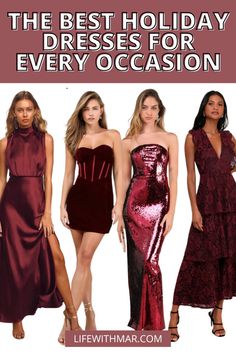 Whether you’re headed to a work holiday party or need something festive to meet the in-laws, these gorgeous holiday dresses should have you covered. I am sharing so many fun and festive Christmas dresses to get you in the holiday spirit! Christmas Party dresses | Christmas Dress | Holiday Dress Burgundy Velvet Dress, Winter Wedding Guest Dress