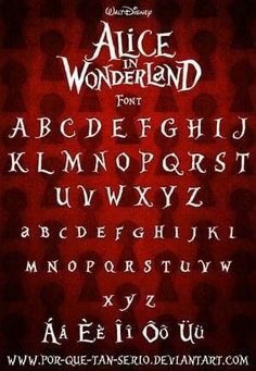 alice and the wonderland font with red background