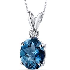 3 Carat Natural London Blue Topaz Pendant in 14K White Gold Wedding Necklace Simple, Blue Topaz Pendant, Pendant For Women, Neck Jewellery, Solitaire Pendant, Blue Jewelry, Diamond Pendant Necklace, London Blue Topaz, London Blue