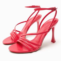 Stylish Coral Heels With Airfit Extra Comfort Insole Foam. Brand New, Never Been Worn. Coral Heels, Zara Heels, Minimalist Shoes, Asics Running Shoes, Lace Heels, Rhinestone Heels, Bow Heels, Metallic Sandals, Denim Shoes