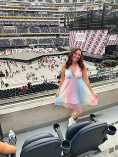 woman dressed for taylor swifts lover era with pastel stripe dress Lover Era Dress, Lover Inspired Outfits Taylor Swift, Lover Outfit Taylor Swift, Eras Fits