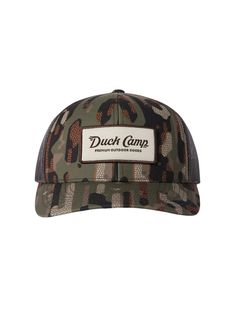 Look good, hunt good in a Duck Camp signature camo hat made of 100% Recycled Materials. Good for you, good for habitat. - Recycled materials make this hat better for everyone without sacrificing performance features- 6-panel structure- Snap back adjustment Camouflage Trucker Baseball Cap For Outdoor, Outdoor Camouflage Trucker Baseball Cap, Camouflage Trucker Hat For Outdoor Activities, Camouflage Trucker Hat For Outdoor, Outdoor Camouflage Baseball Cap, Camouflage Trucker Hat For Camping, Outdoor Camouflage Snapback Baseball Cap, Camouflage Baseball Cap Trucker Hat For Camping, Camouflage Snapback Hat For Outdoor