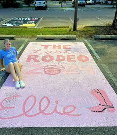 Senior year parking spot!! #senioryear #parkingspot #seniorparkingspot #parkingspotpainting Guys Parking Spot Ideas, Ffa Parking Spot Painting, How Lucky Are We Parking Spot, Unique Parking Spot Ideas, Western Parking Spot Ideas, Trio Senior Parking Spots, Beach Senior Parking Spot, Senior Parking Spaces Zach Bryan, Clueless Parking Spot