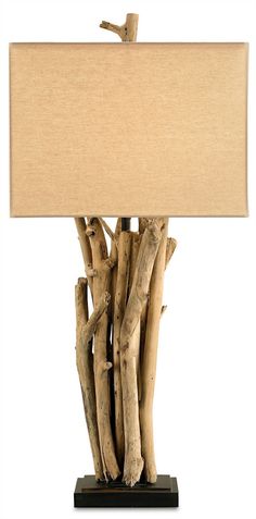 Currey and Company - 6344 - One Light Table Lamp - Driftwood - Natural/Old Iron Driftwood Chandelier, Driftwood Furniture, Driftwood Table, Orb Chandelier, Driftwood Lamp, Tall Table Lamps, Driftwood Projects, Tall Table, Driftwood Crafts