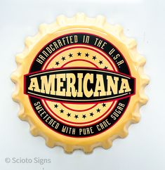 a beer bottle cap with the word americana printed on it