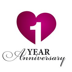 a pink heart with the number one year anniversary