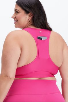 On-The-Go Medium Impact Sports Bra Fabletics pink female Activewear >> Womens >> Sports Bras >> Medium Impact Knit plus Training 4-Way Stretch/Removable Bra Cups Our fan-favorite pocket bra Pink Athletic Fit Sports Bra With Go-dry Technology, Pink Functional Activewear With Built-in Padding, Pink Racerback Activewear With Built-in Padding, Bra-friendly Pink Activewear For Sports, Pink Activewear With Built-in Padding For Sportswear, Pink Bra-friendly Activewear For Sports, Functional Pink Activewear With Bra Support, Functional Pink Activewear With Bra-friendly Design, Functional Pink Activewear With Bra Friendly