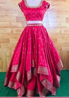 Silk Fabric Dress, Lehenga Saree Design, Frock For Women, Girls Frock Design, Half Saree Designs