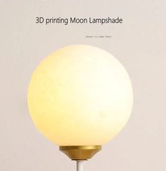 a lamp that is on top of a white pole with the words 3d printing moon lampshade