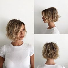 Short Wavy Hairstyles For Women, Balayage Blonde, Super Short Hair, Bob Hairstyles For Fine Hair, Short Layered Haircuts, Short Wavy Hair, Different Angles