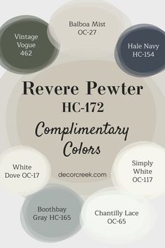 the color scheme for revere pewter's complimentary colors