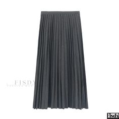 Fisdy - Chiffon Pleated Maxi Skirt - Long and Flowing Solid Color A-line Dress Skirt With Pleats, Pleated Maxi Skirt, Pleated Maxi, Pleated Midi Skirt, Types Of Skirts, Pure Color, Olivia Mark, Gray Dress, Long Skirt