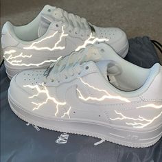 Lightning Strike Reflective Custom Air Force 1 By Justkiarra Air Force One Shoes, Basket Style, Jordan Shoes Girls