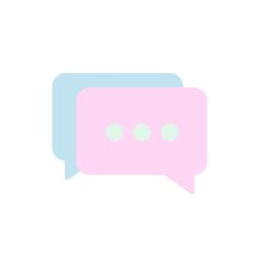 two pink and blue speech bubbles on a white background