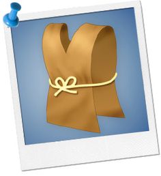 an image of a brown ribbon tied to a white frame with blue beads on it