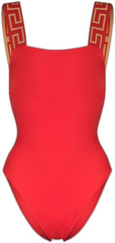 Red Swimsuit, Versace, One Piece, Boutique, Women's Top, Red, Pattern