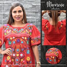 "This is a short sleeve casual shirt for women. It is covered with beautiful hand embroidered flowers in all colors. It has a comfortable scoop neck and is made of cotton. You will love wearing this unique well made blouse with your favorite skirt. This shirt measures 22\" wide x 27\" long. It has 8\" sleeve openings and a 10\" opening for the neck. Size Large About Our Items: Each one of our items is handmade/hand woven by Indigenous communities of Chiapas and Oaxaca in Mexico. Great care has b Embroidered Half Sleeve Top For Summer, Casual Short Sleeve Blouse With Floral Embroidery, Casual Floral Embroidered Short Sleeve Blouse, Red Embroidered Short Sleeve T-shirt, Fitted Embroidered Short Sleeve Top, Fitted Embroidered Top With Short Sleeves, Casual Embroidered Short Sleeve Blouse, Fitted Short Sleeve Embroidered Top, Fitted Short Sleeve Top With Embroidered Hem