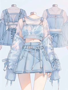 Winter Outfits Art, Anime Clothing Design, Cute Anime Clothes, Vtuber Ideas, Cute Anime Outfits, World Of Wearable Art, Animated Clothes, Comfy Fall Outfits, Fashion Anime