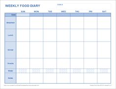 Weekly Food Diary Printable Free, Daily Food Diary Printable Free, Food Journal Printable Free, Food Tracker Printable, Food Log Printable, Meal Diary, Food Diary Printable