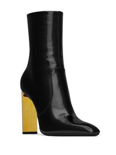 Saint Laurent Ботильоны Auteuil 100 - Farfetch Square Toe Shoes, Gold Shoes, Footwear Design Women, Shoes Booties, Black Leather Boots, Black Booties, Leather Booties, Black Ankle Boots, Leather Ankle Boots