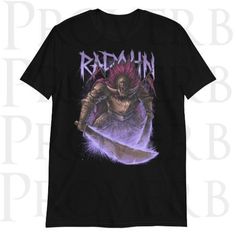 Starscourge Radahn. Once one of the mightiest demigods of the Lands Between, and lord of Redmane Castle, has now been vanquished by you. To commemorate your victory, we've created a trophy in the form of a T-shirt, so that you will always remember your victory over Radahn. High quality printed design so you can wash without worry, which means you'll get your money's worth! 5 different colors to choose from to fit your fancy. Multiple size options ranging from Small to 3XL so you can enjoy your s Radahn Elden Ring, Starscourge Radahn, The Lands Between, Happy Birthday To Him, Weird Look, Boss Shirts, Elden Ring, Always Remember You, Bloodborne