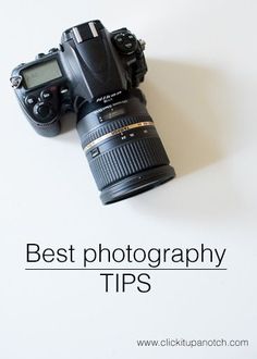 a camera sitting on top of a white table with the words best photography tips above it